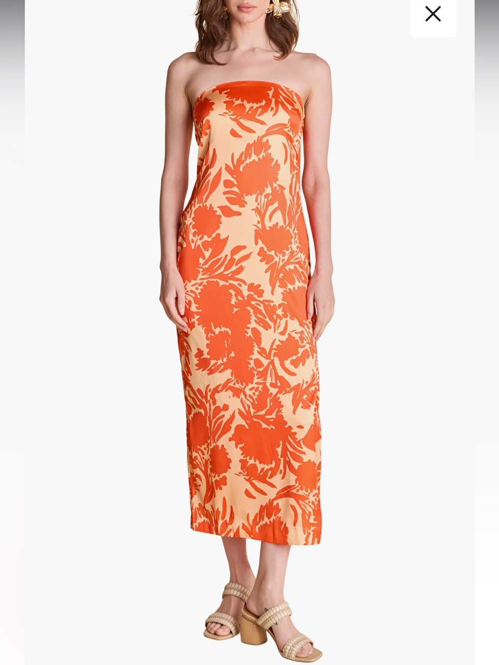 New Endless Rose Large Women’s Orange Print Strapless Tube Strapless Dress $110!